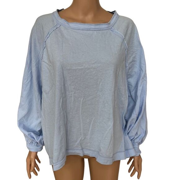 Free People Shes Everything oversized top in Corsican sea size S - Picture 2 of 9